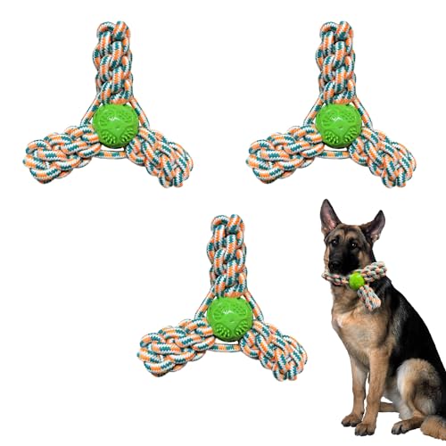 Hydrodogz Tri-Pull-Hundespielzeug für kleine, mittelgroße und große Hunde, natürliche Baumwolle, interaktives Kauspielzeug für aggressive Kauer, 3 Stück von Hydrodogz