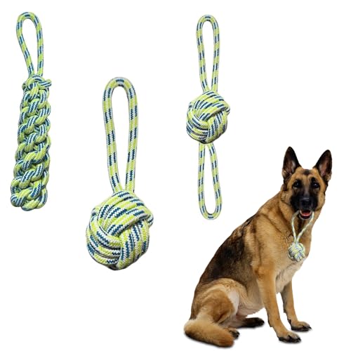 Hydrodogz Tuggies Hundespielzeug für kleine, mittelgroße und große Hunde, natürliche Baumwolle, interaktives Kauspielzeug für aggressive Kauer, 3 Stück von Hydrodogz