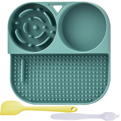 Hyefiomo Leckmatte für Hunde & Katzen, Slow Feeder Bowl & Leckmatte Combo, Dual-Use Rutschfestes Silikon in Lebensmittelqualität Welpen-Leckmatte für kleine und mittlere Rassen, inklusive Hyefiomo Leckmatte für Hunde & Katzen, Slow Feeder Bowl & Leckmatte Combo, Dual-Use Rutschfestes Silikon in Lebensmittelqualität Welpen-Leckmatte für kleine und mittlere Rassen, inklusive von Hyefiomo