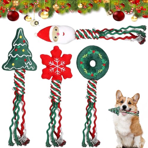 4 Stück Weihnachtsspielzeug für Hunde, Weihnachten Hundespielzeug Seil, Weihnachts Kauspielzeug Haustiere, Weihnachten Quietschendes Hundespielzeug, Dog Toys Geeignet Als Geschenke für Hunde 4 Stück Weihnachtsspielzeug für Hunde, Weihnachten Hundespielzeug Seil, Weihnachts Kauspielzeug Haustiere, Weihnachten Quietschendes Hundespielzeug, Dog Toys Geeignet Als Geschenke für Hunde von Hyfkjdm
