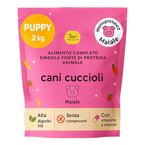 Hundefutter Puppy mit Schwein, mit Vitaminen und Mineralien, ideal für Welpen bis zu 18 Monaten, hilft bei der Regulierung der Darmfunktion, hergestellt in Italien, 2 kg, Hygge Dog von Hygge