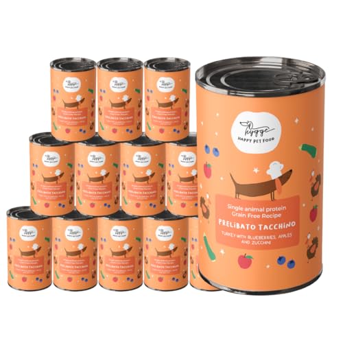 Nassfutter für Hunde, Monoprotein, mit Truthahn, mit Zucchini, Äpfeln und Blaubeeren, für erwachsene Hunde im Angebot, getreidefrei, ideal für empfindliche Hunde, hergestellt in Italien, 12 x 400 g Nassfutter für Hunde, Monoprotein, mit Truthahn, mit Zucchini, Äpfeln und Blaubeeren, für erwachsene Hunde im Angebot, getreidefrei, ideal für empfindliche Hunde, hergestellt in Italien, 12 x 400 g von Hygge