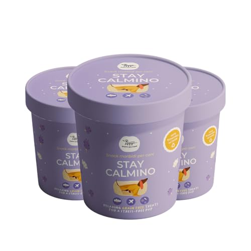 Stay Calmino Entspannende halbfeuchte Kekse für Hunde | Natürliche Snacks Baldrian, Melisse und Lavendel | Glutenfreie Hundekekse ideal für Stress, Reisen und Gewitter | 3 x 100 g Made in Italy Hygge von Hygge