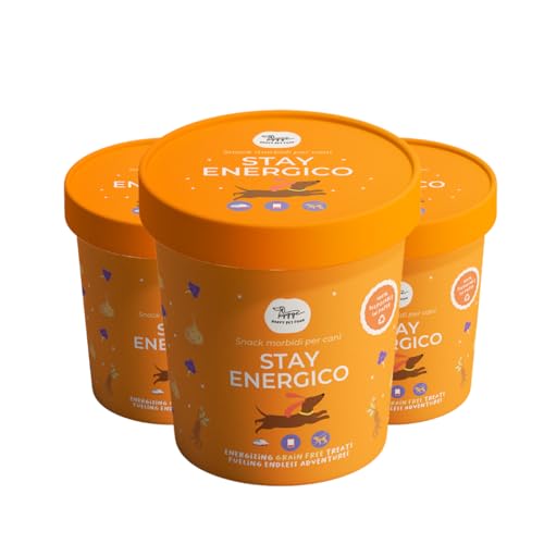 Stay Energico halbfeuchte Kekse für Hunde | natürliche energetisierende Snacks mit Maca, Ashwaganda und Eleutherococcus | Grain Free Kekse ideal für müde oder aktive Hunde | 3 x 100 g Made in Italy | von Hygge
