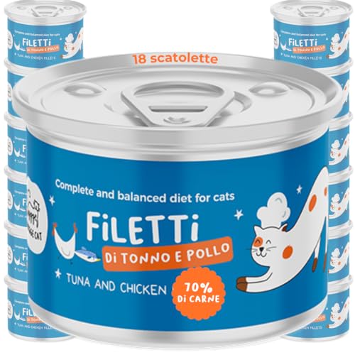 Thunfisch- und Hühnerfilets | Nassfutter für Katzen | natürliches Rezept und Grain Free reich an Protein und Omega 3 und 6 | Mit Lachsöl und delikater Brühe | 18 x 70 g Made in Italy | Hygge Cat Thunfisch- und Hühnerfilets | Nassfutter für Katzen | natürliches Rezept und Grain Free reich an Protein und Omega 3 und 6 | Mit Lachsöl und delikater Brühe | 18 x 70 g Made in Italy | Hygge Cat von Hygge
