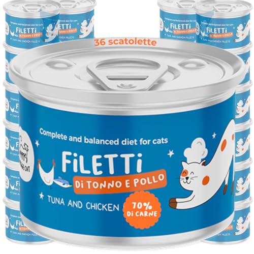Thunfisch- und Hühnerfilets | Nassfutter für Katzen | natürliches Rezept und Grain Free reich an Protein und Omega 3 und 6 | Mit Lachsöl und delikater Brühe | 36 x 70 g Made in Italy | Hygge Cat Thunfisch- und Hühnerfilets | Nassfutter für Katzen | natürliches Rezept und Grain Free reich an Protein und Omega 3 und 6 | Mit Lachsöl und delikater Brühe | 36 x 70 g Made in Italy | Hygge Cat von Hygge