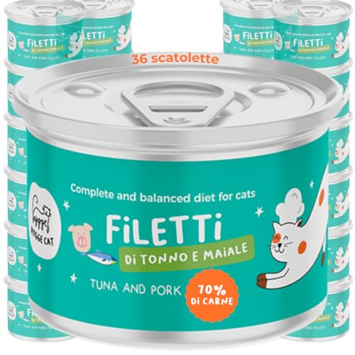 Thunfisch und Schweinefilets | Nassfutter für erwachsene Katzen | Vollnahrung mit natürlichen Inhaltsstoffen | Grain Free | reich an Protein und Omega 3 und 6 | 36 x 70 g Made in Italy | Hygge Cat Thunfisch und Schweinefilets | Nassfutter für erwachsene Katzen | Vollnahrung mit natürlichen Inhaltsstoffen | Grain Free | reich an Protein und Omega 3 und 6 | 36 x 70 g Made in Italy | Hygge Cat von Hygge