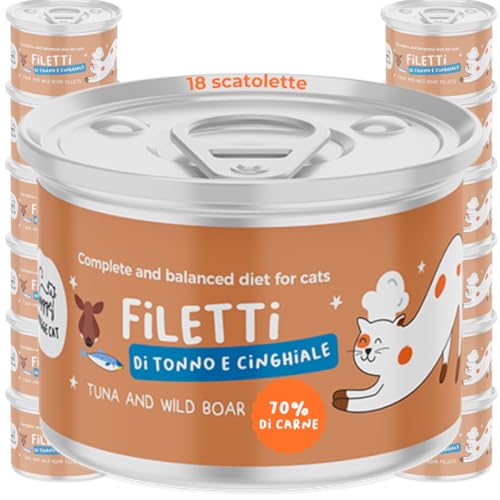 Thunfisch und Wildschweinfilets | Nassfutter für erwachsene Katzen | Vollnahrung mit natürlichen Inhaltsstoffen | Grain Free | reich an Protein und Omega 3 und 6 | 18 x 70 g Made in Italy | Hygge Cat Thunfisch und Wildschweinfilets | Nassfutter für erwachsene Katzen | Vollnahrung mit natürlichen Inhaltsstoffen | Grain Free | reich an Protein und Omega 3 und 6 | 18 x 70 g Made in Italy | Hygge Cat von Hygge