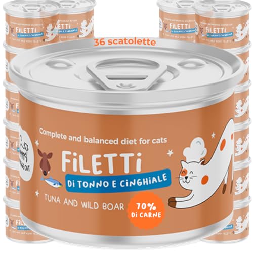 Thunfisch und Wildschweinfilets | Nassfutter für erwachsene Katzen | Vollnahrung mit natürlichen Inhaltsstoffen | Grain Free | reich an Protein und Omega 3 und 6 | 36 x 70 g Made in Italy | Hygge Cat Thunfisch und Wildschweinfilets | Nassfutter für erwachsene Katzen | Vollnahrung mit natürlichen Inhaltsstoffen | Grain Free | reich an Protein und Omega 3 und 6 | 36 x 70 g Made in Italy | Hygge Cat von Hygge