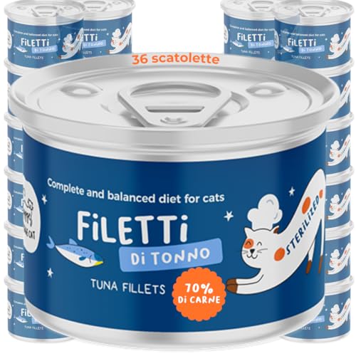 Thunfischfilets 70% | Nassfutter für Katzen Grain Free mit Omega 3 und 6 | Schachteln für Katzen 36 x 70 g Natur | komplettes Katzenfutter ohne Getreide | Made in Italy | Hygge Cat Thunfischfilets 70% | Nassfutter für Katzen Grain Free mit Omega 3 und 6 | Schachteln für Katzen 36 x 70 g Natur | komplettes Katzenfutter ohne Getreide | Made in Italy | Hygge Cat von Hygge