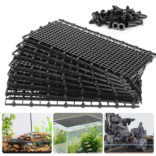 Hygger CO2 Aquarium-Trennwand mit Halterung, Kunststoff-Eierkisten-Gitter (29 x 14 cm) für Aquarium-Trennung, Bodenfiltration und DIY-Aquascaping (12 Stück, schwarz, 72 Halterungen) von Hygger CO2