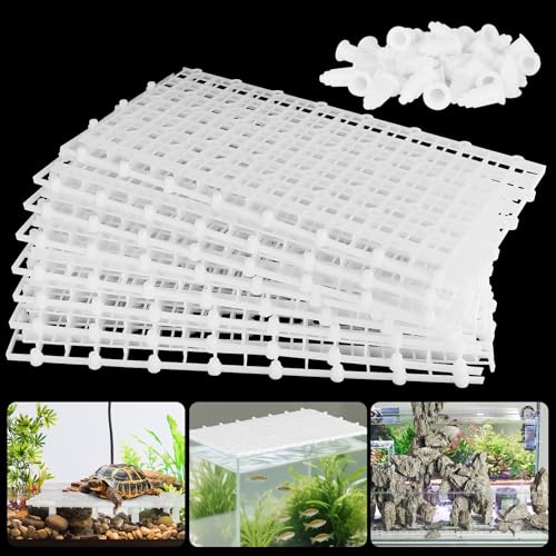 Hygger CO2 Aquarium-Trennwand mit Halterung, Kunststoff-Eierkisten-Gitter (29 x 14 cm) für Aquarium-Trennung, Bodenfiltration und DIY-Aquascaping (12 Stück, weiß, 72 Halterungen) von Hygger CO2