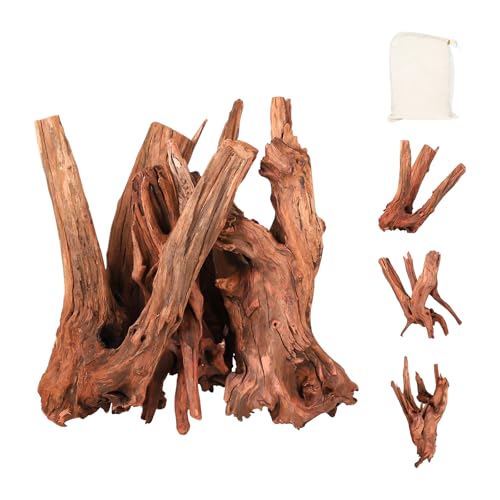 Hygger CO2 Treibholz für Aquarien, natürliches Aquarium-Holz für Aquascaping, Aquarium-Dekoration, Reptilien-Tank-Dekoration (natürliches Treibholz, 15,2–25,4 cm, 3 Stück) + Protein-Baumwolle) von Hygger CO2