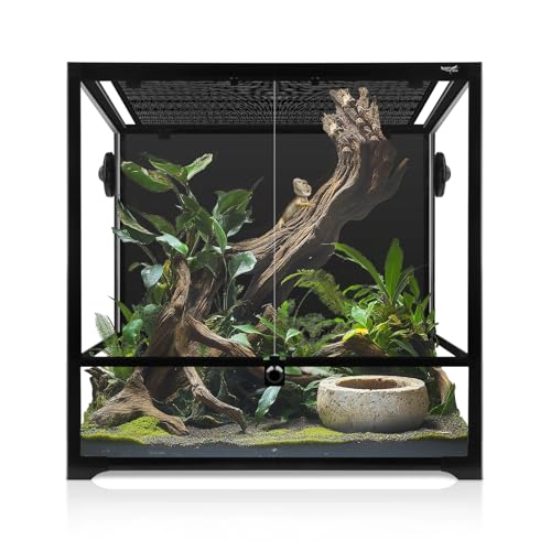 Reptilien-Terrarium, großes Vollglas-Terrarium, Bartagamen-Tank, Frontöffnung, mit belüftetem Deckel für Schlange, Gecko, Eidechse, Schildkröte, Frosch, 61 x 45 x 61 cm von Hygger zoo