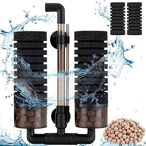 hygger Schwammfilter Aquarium für biologische und mechanische Filterung, Leiser Tauchschaum Filter für Aquarium (M) von hygger