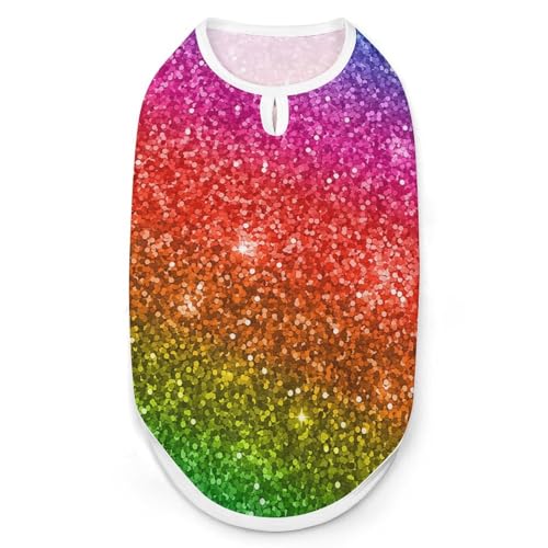 Bedruckte Kleidung für Haustiere, Regenbogen-Glitzer, cooles Welpen-Shirt für kleine, mittelgroße und große Haustiere, Hunde, Katzen, Größe M Bedruckte Kleidung für Haustiere, Regenbogen-Glitzer, cooles Welpen-Shirt für kleine, mittelgroße und große Haustiere, Hunde, Katzen, Größe M von Hyghfg