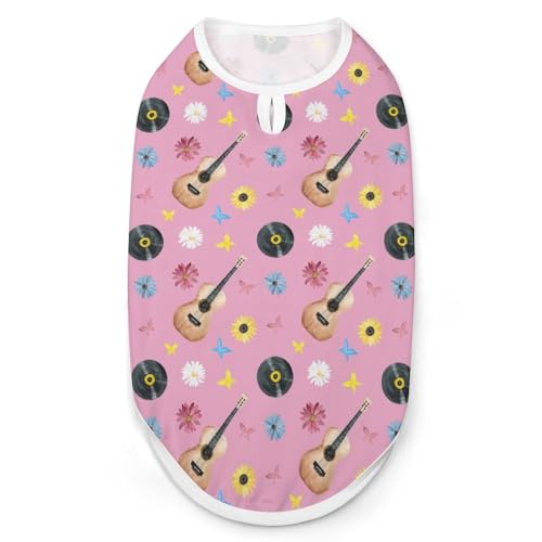 Bedruckte Kleidung im Boho-Stil mit Gitarre, cooles Welpen-Shirt für kleine, mittelgroße und große Haustiere, Hunde und Katzen, Größe L Bedruckte Kleidung im Boho-Stil mit Gitarre, cooles Welpen-Shirt für kleine, mittelgroße und große Haustiere, Hunde und Katzen, Größe L von Hyghfg