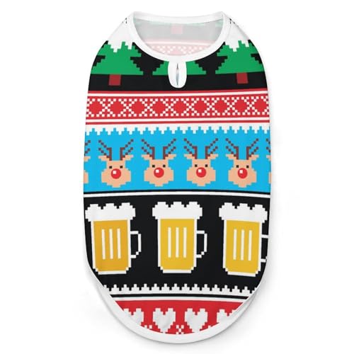 Bedruckte Kleidung mit Weihnachtsbier, cooles Welpen-Shirt für kleine, mittelgroße und große Haustiere, Hunde, Katzen, Größe S Bedruckte Kleidung mit Weihnachtsbier, cooles Welpen-Shirt für kleine, mittelgroße und große Haustiere, Hunde, Katzen, Größe S von Hyghfg