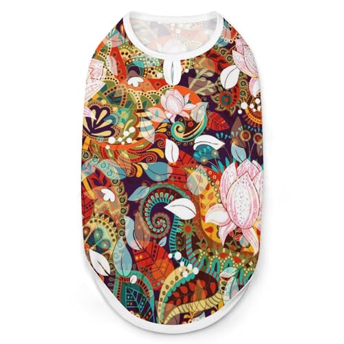 Buntes Paisley-Muster, bedruckte Haustier-T-Shirts, cooles Welpen-Shirt für kleine, mittelgroße und große Haustiere, Hunde und Katzen, Größe M Buntes Paisley-Muster, bedruckte Haustier-T-Shirts, cooles Welpen-Shirt für kleine, mittelgroße und große Haustiere, Hunde und Katzen, Größe M von Hyghfg