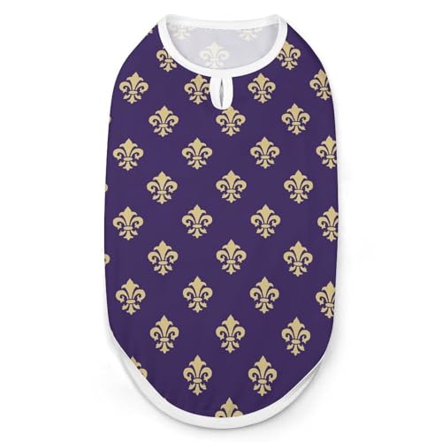 Fleur de Lis Mardi Gras Haustier-T-Shirt, coole Welpen-Shirts für kleine, mittelgroße und große Haustiere, Hunde, Katzen, Größe L von Hyghfg