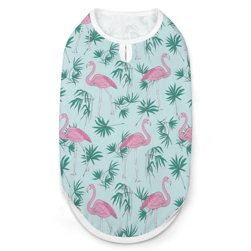 Haustier-T-Shirt, Motiv: rosa Flamingo-Vögel, cooles Welpen-Shirt für kleine, mittelgroße und große Haustiere, Hunde, Katzen, Größe XXL von Hyghfg