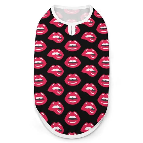 Haustier-T-Shirt, sexy Lippen, bedruckt, cooles Welpen-Shirt für kleine, mittelgroße und große Haustiere, Hunde, Katzen, Größe XL von Hyghfg