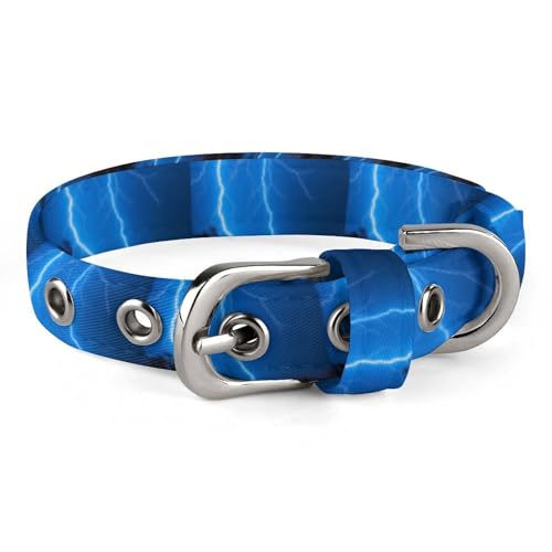 Verstellbares blaues Hundehalsband mit Blitzschlägen, bequemes Haustierhalsband für kleine bis mittelgroße Hunde von Hyghfg