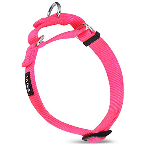 Hyhug langlebiges Nylon-Erstickungshalsband, geeignet für den täglichen Gebrauch und das Training von kleinen, mittleren und großen Hunden (Mittel, Helles Pink) von Hyhug