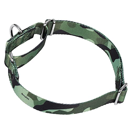 Hyhug Design Martingale Classic Halsbänder Anti Lucht Hundehalsband Komfortabel Verstellbar Verschleißfest Haltbare Hunde-ID-Tag-Montageloch (Medium, Camo Green) von Hyhug