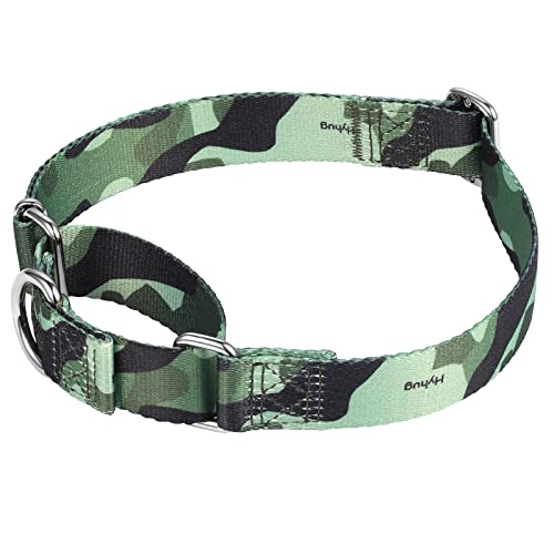 Hyhug Design Martingale Classic Halsbänder Anti Lucht Hundehalsband Komfortabel Verstellbar Verschleißfest Haltbare Hunde-ID-Tag-Montageloch (Medium, Camo Green) von Hyhug