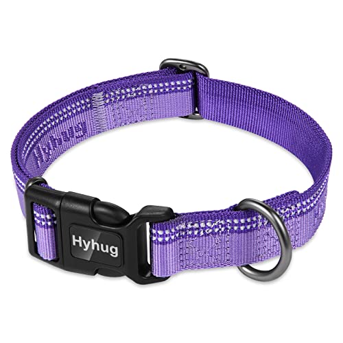 Hyhug Design zweifarbiges Nylon-Jacquard-Gurtband, strapazierfähiges, klassisches Basic-Halsband, Schnellverschluss-Schnalle, speziell für Hunde mit sanften Rassen (Größe M, Ultraviolett) von Hyhug