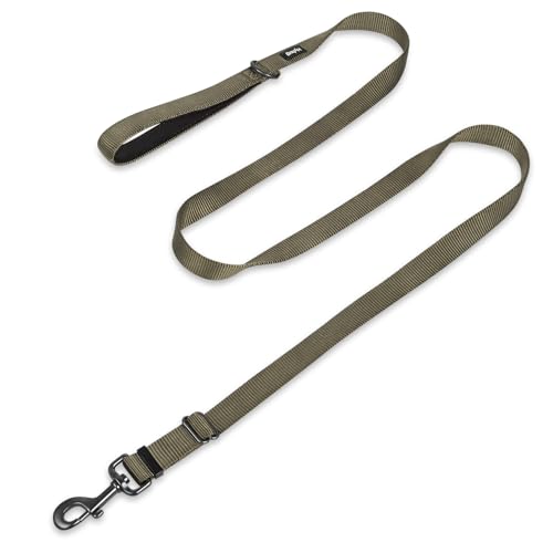 Hyhug 1,8 m Verstellbare Nylon Hundeleine mit weichem, gepolstertem Griff - Haltbare Leine mit einfachem Bolzkupplungsverschluss, ideal für große, mittlere und kleine Hunde (Groß, Militärgrün) von Hyhug
