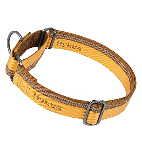 Hyhug Martingale Nylon Klassische Halsbänder ，Anti-Flucht Hundehalsband. 3M Reflektierender Streifen, Komfortabel Verstellbar, Sicherer Nachtspaziergang (Groß, Artisan's Gold) von Hyhug