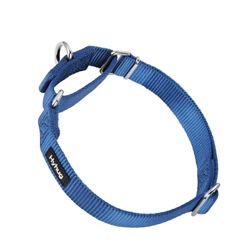 Hyhug Design Metallzubehör einfarbiges Nylonhalsband, Martingale Hundehalsband.(Mittel, Klassisches Blau) von Hyhug