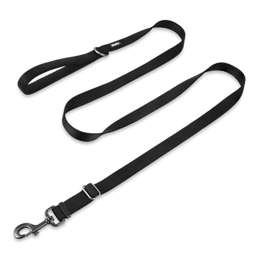 Hyhug 1,8 m Verstellbare Nylon Hundeleine mit weichem, gepolstertem Griff - Haltbare Leine mit einfachem Bolzkupplungsverschluss, ideal für große, mittlere und kleine Hunde (Groß, schwarz) Hyhug 1,8 m Verstellbare Nylon Hundeleine mit weichem, gepolstertem Griff - Haltbare Leine mit einfachem Bolzkupplungsverschluss, ideal für große, mittlere und kleine Hunde (Groß, schwarz) von Hyhug