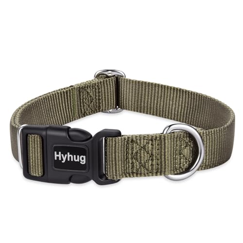 Hyhug entwirft EIN klassisches Hundehalsband, eine unabhängig gestaltete Schiebeschnalle, an der Erkennungsmarken und anderes Zubehör aufgehängt Werden können. (Mittlere, Militärgrün) von Hyhug