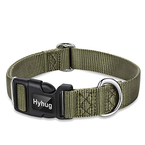 Hyhug entwirft EIN klassisches Hundehalsband, eine unabhängig gestaltete Schiebeschnalle, an der Erkennungsmarken und anderes Zubehör aufgehängt Werden können. (Mittlere, Militärgrün) von Hyhug