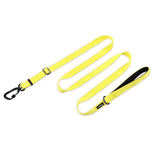 Hyhug 1,8 m Verstellbare Nylon Hundeleine mit weichem, gepolstertem Griff - Haltbare Leine mit einfachem Bolzkupplungsverschluss, ideal für große, mittlere und kleine Hunde (Groß, leuchtendes Gelb) von Hyhug