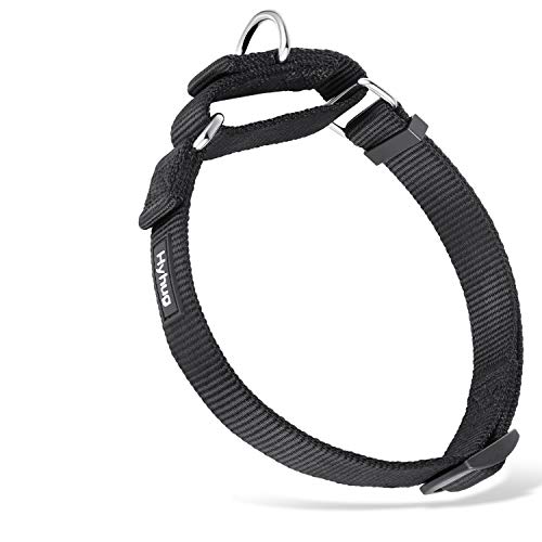 Hyhug Martingal Hundehalsband mit Schnalle: Ausbruchsicher, rutschfestes Robustes Polyester, farbechtes verstellbares Haustierzubehör für kleine Hunderassen (Klein, schwarz) von Hyhug