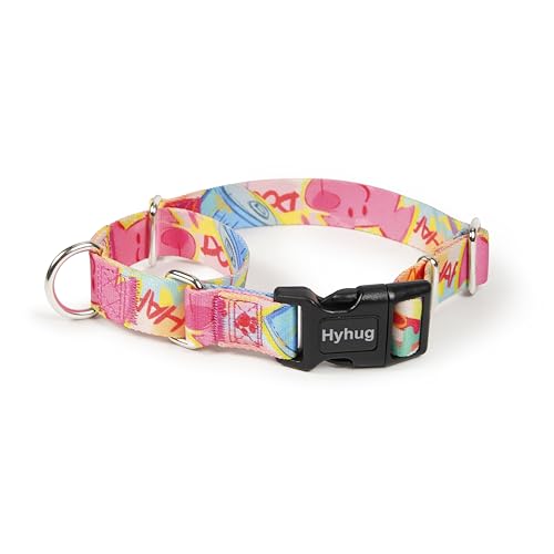 Hyhug Verstellbares Martingale-Hundehalsband mit Schnellverschluss-Schnalle, farbecht, strapazierfähig, Anti-Ausbruch und Training, rutschfestes Welpenhalsband. (Colorful Dog, Extra Small) von Hyhug