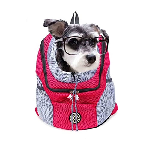 Hunderucksack katzenrucksack für Klein Mittler Hunde Katzen Welpen bis 3kg, Atmungsaktive und Verstellbar transporttasche Haustier Rucksack Hund Tragetasche für Reisen, Wanderabenteuer (L, Rosarot) von Hykiee