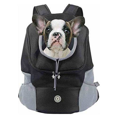 Hunderucksack katzenrucksack für Klein Mittler Hunde Katzen Welpen bis 3kg, Atmungsaktive und Verstellbar transporttasche Haustier Rucksack Hund Tragetasche für Reisen, Wanderabenteuer (L, Schwarz) von Hykiee