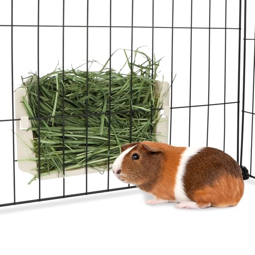 Hypeety Kaninchen Heu Futterspender Meerschweinchen Heu Halter Kunststoff Automatischer Heuraufe Käfig Zubehör für Kaninchen Meerschweinchen Chinchillas Kleintiere (Weiß) von Hypeety