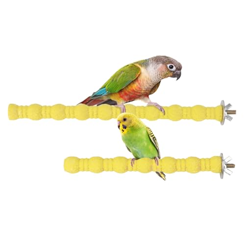 Hypeety Sitzstange aus Holz, Pfotenabschleifstab, Spielzeug, Vogelkäfigständer, Plattform für Vögel, Papageien, Wellensittiche, Sittiche, Nymphensittiche, Käfigzubehör (17,8 cm/25,4 cm) (Gelb) von Hypeety