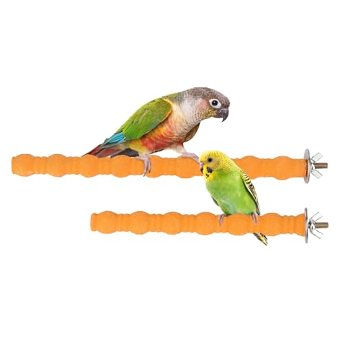 Hypeety Sitzstange aus Holz, Pfotenabschleifstab, Spielzeug, Vogelkäfigständer, Plattform für Vögel, Papageien, Wellensittiche, Sittiche, Nymphensittiche, Käfigzubehör (17,8 cm/25,4 cm) (Orange) von Hypeety