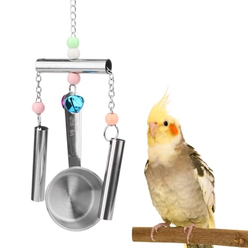 Hypeety Vogelglocken-Spielzeug aus Edelstahl, robuste Hängelöffel, Ringe, sicherer Metallkäfig, hängende Glocken, Spielzeug für Kakadus, Aras, afrikanische graue große Papageien und Vögel (Glocken + Hypeety Vogelglocken-Spielzeug aus Edelstahl, robuste Hängelöffel, Ringe, sicherer Metallkäfig, hängende Glocken, Spielzeug für Kakadus, Aras, afrikanische graue große Papageien und Vögel (Glocken + von Hypeety