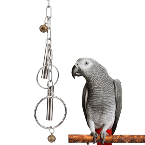 Hypeety Vogelglocken-Spielzeug aus Edelstahl, robuste Hängelöffel, Ringe, sicheres Metallkäfig-Hänglockenspielzeug für Kakadus, Aras, afrikanische graue große Papageien und Vögel (Glocken + Ringe) Hypeety Vogelglocken-Spielzeug aus Edelstahl, robuste Hängelöffel, Ringe, sicheres Metallkäfig-Hänglockenspielzeug für Kakadus, Aras, afrikanische graue große Papageien und Vögel (Glocken + Ringe) von Hypeety