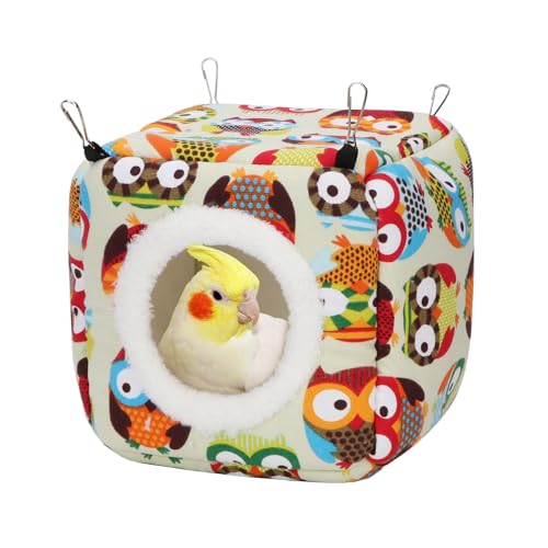 Hypeety Vogelhängematte Nest Haus Sittich Spielzeug Hängendes warmes Vogelnest für Papagei Hamster Kleintier Hängebett Vogelkäfig Zubehör (M, Gelb) von Hypeety