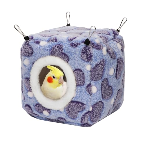 Hypeety Vogelhängematte Nest Haus Sittich Spielzeug Hängendes warmes Vogelnest für Papagei Hamster Kleintier Hängebett Vogelkäfig Zubehör (M, Lila) von Hypeety
