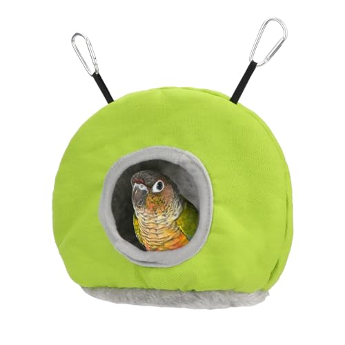 Hypeety Vogelhängematte Papageiennest Haus Sittich Spielzeug Hängendes warmes Vogelnest für Papageien Hamster Kleintiere Hängebett Vogelkäfig Zubehör Grün (groß) von Hypeety